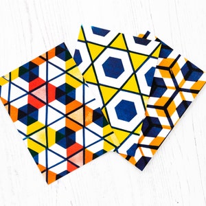 Geometric Postcard Set, Pattern Postcard Pack, Set of Blank Cards, Post Card Art, Stationery Gifts, Block Printed Design