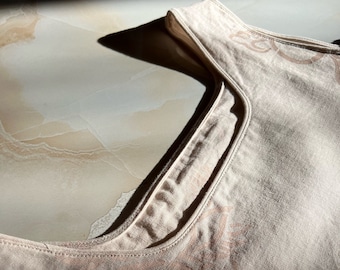 Ärmellose Karree Bluse | Leinenmischung | Standard 100 by OEKO-TEX | Nachhaltig | Handbemaltes Textil