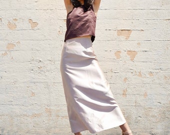 A-Line Midi Skirt | Satin | Embroidery
