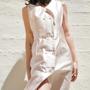 Overlapped Button-Down Midi Dress Satin Embroidery image 2