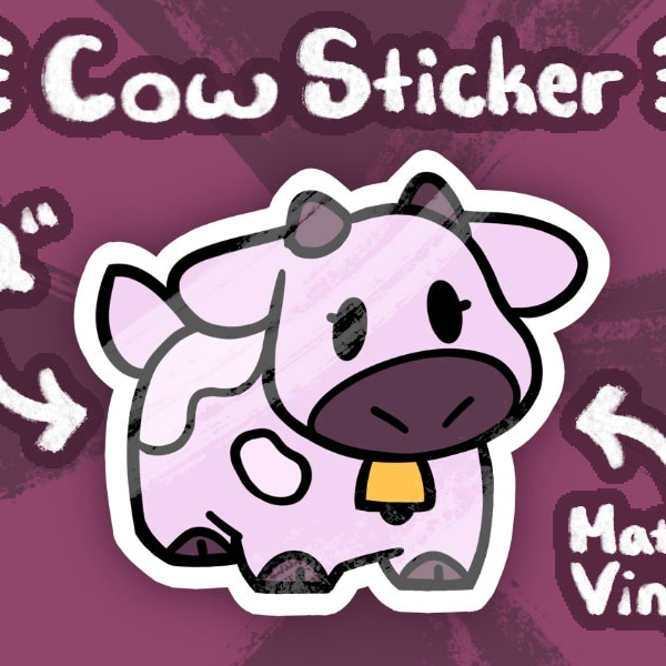 Cute Pink Chibi Vinyl Cow Sticker