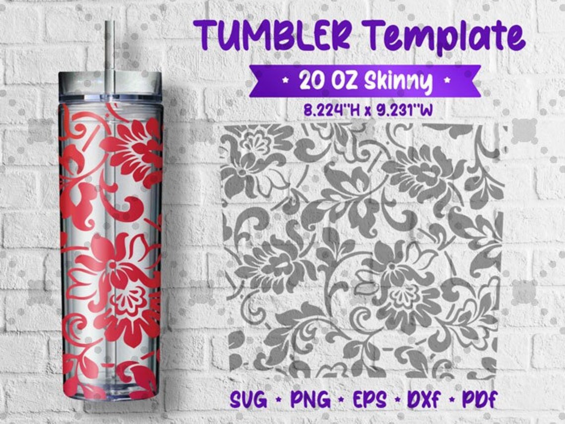 Tumbler Template SVG 20oz Skinny Flower 002V2 Etsy