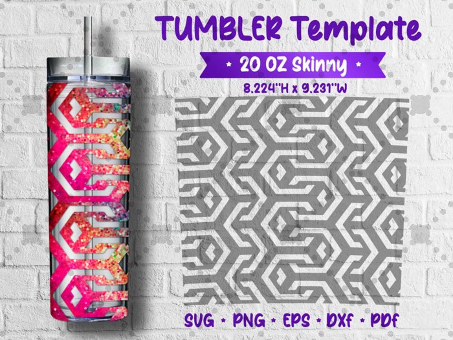 Tumbler Template SVG Chevron Pattern Template SVG 20 oz 20 Etsy
