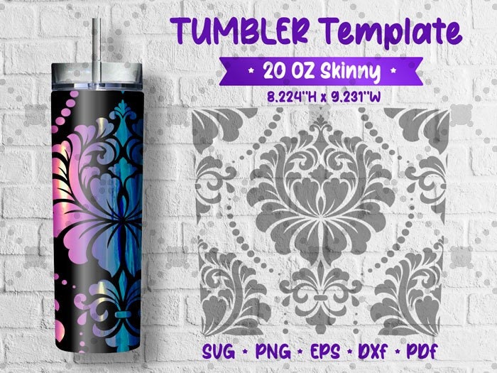 Tumbler Template Svg 20oz Skinny Flower 003 V2 Etsy 3419