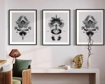 Inkblot office space black and white art dining room abstract art hallway