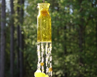 Glass Bottle and Sea Glass Windchime
