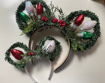 Christmas mickey ears for Dolls / Matching Christmas Mickey ears / American Girl sized Doll Mickey Mouse Ears  / Disney Mickey Ears