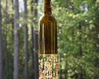 Wine Bottle and Sea Glass Windchime