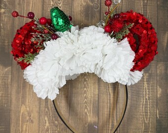 Christmas Party Mickey Ears / Floral Mickey Ears / Custom Mickey Ears / Disney Mickey Ears / Christmas Mickey ears / Mickey Ears Headband