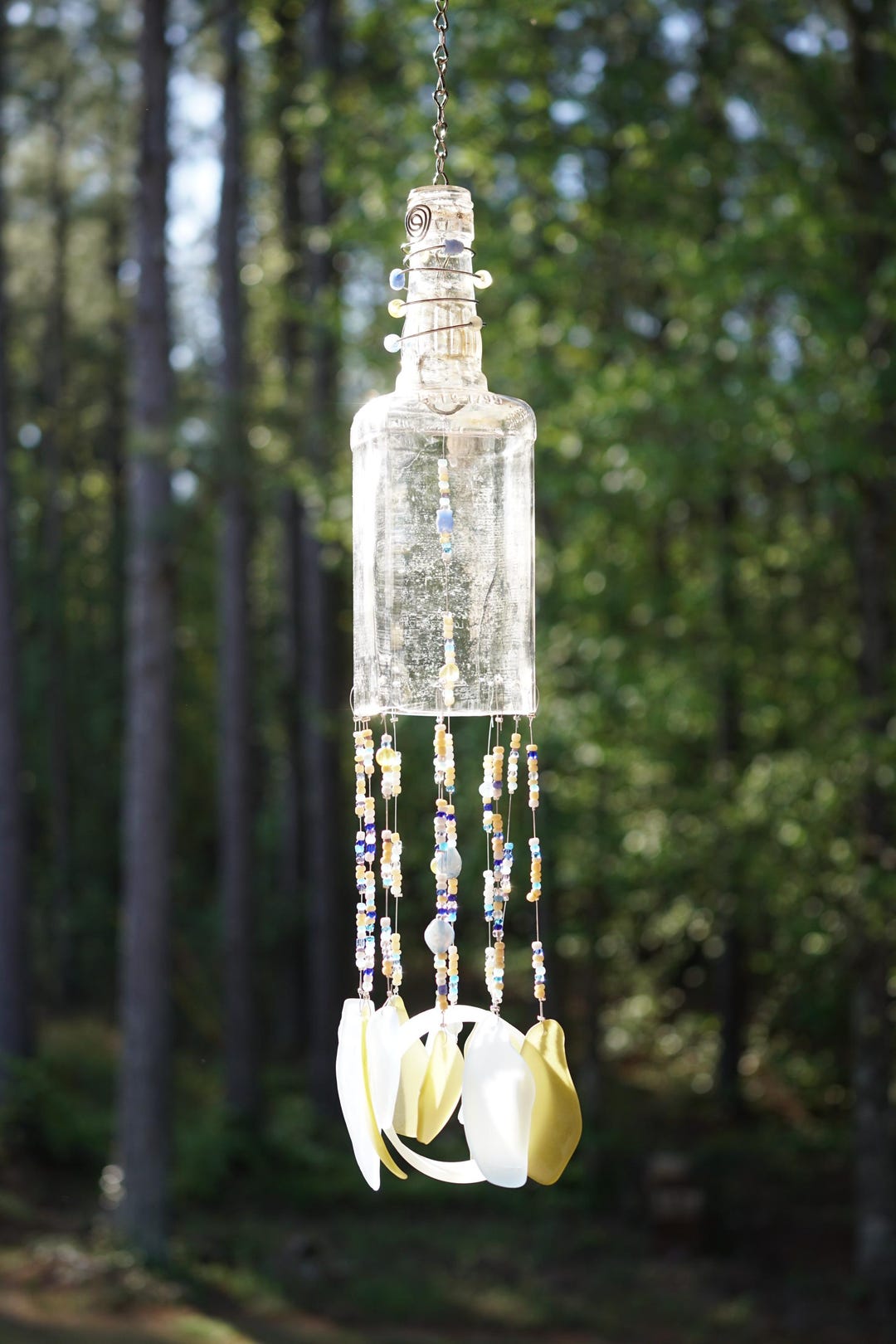 Spiraling Bottle Base Sea Glass Wind Chime main image 1
