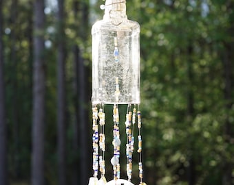 Wine Bottle and Sea Glass Windchime