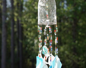 Wine Bottle and Sea Glass Windchime