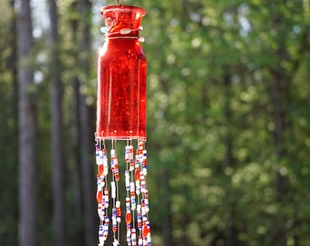Glass Bottle and Sea Glass Windchime