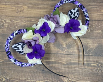 Animal Kingdom Mickey Minnie Ears / Disney world Mickey Minnie ears / Zebra mickey ears headband/ Zebra Minnie ears headband