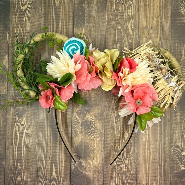 Moana Mickey Ears headband / Floral Mickey Ears / Custom Mickey Ears / Disney Mickey Ears / Disney Mouse Ears / Mickey Ears Headband