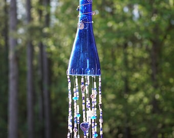 Wine Bottle and Sea Glass Windchime