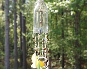 Wine Bottle and Sea Glass Windchime