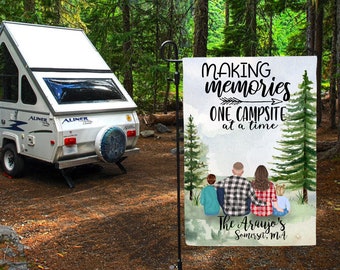 Personalized Family Garden Flags / Camping Family / Camper flag / New camper gift / mother's day gift / birthday gift/ fathers day /