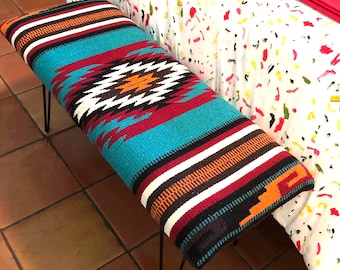 Southwest Rug Bench – 42" – Teal Diamond Pattern