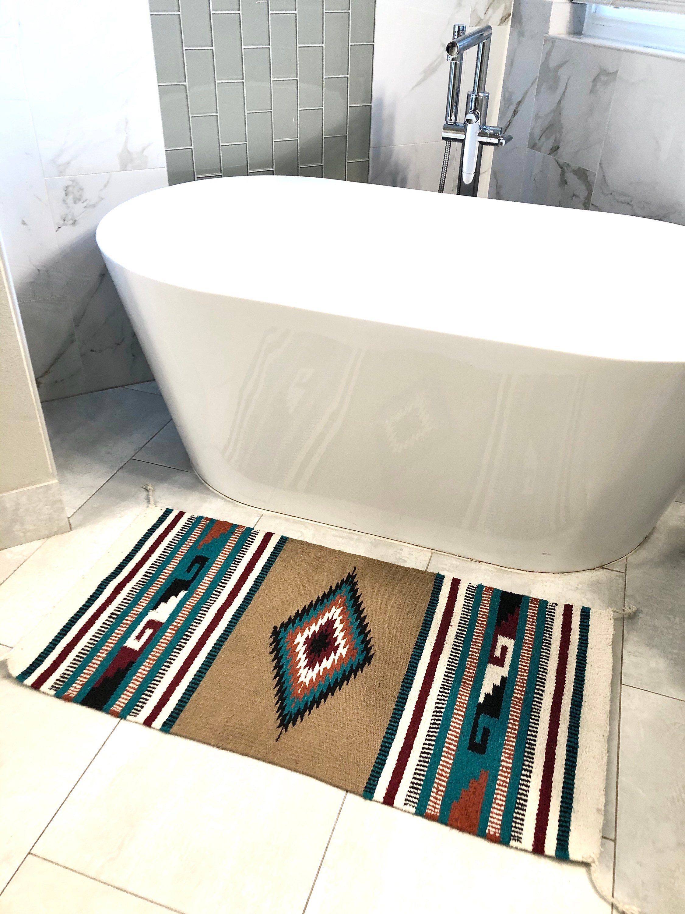 Compass Newport Blue & Green Bath Mat – Covered By Rugs
