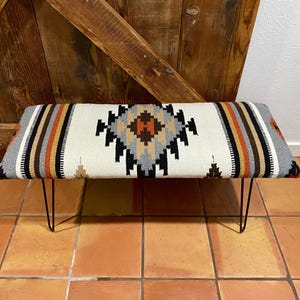 Southwest Rug Bench – 42" – Bold White Diamond Pattern