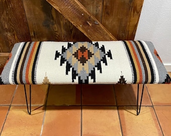 Southwest Rug Bench – 42" – Bold White Diamond Pattern
