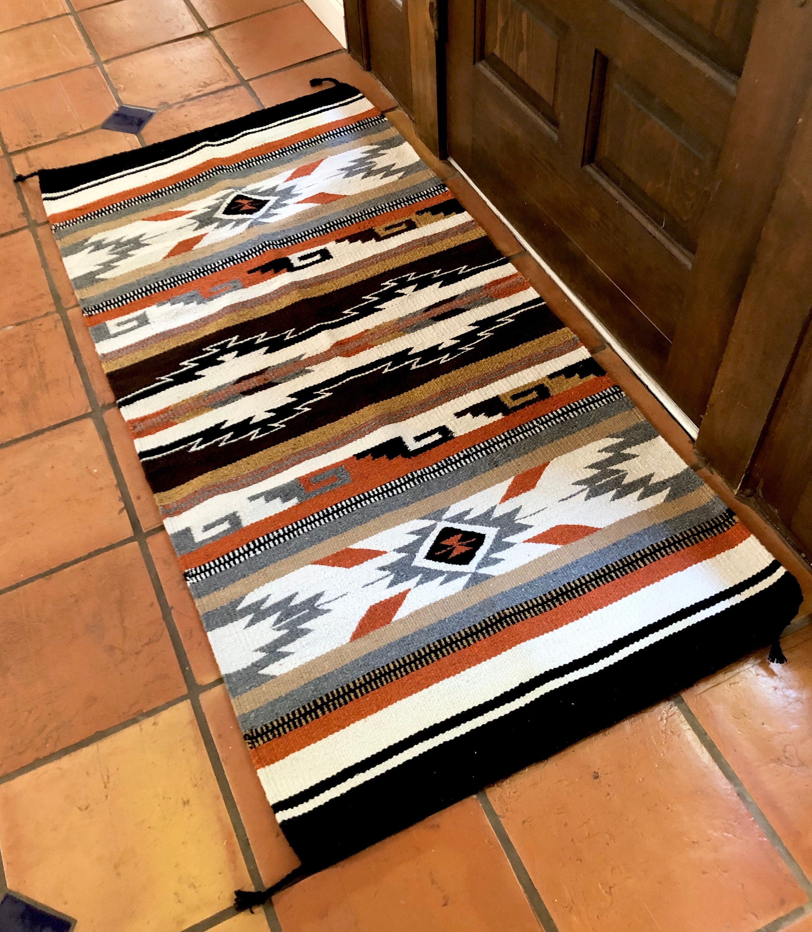 White and Tan Aztec Rug Tribal Rug Southwestern Throw Rug Etsy
