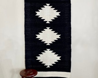 Handwoven Aztec Wall Tapestry: Southwestern Boho Decor (32"x64")