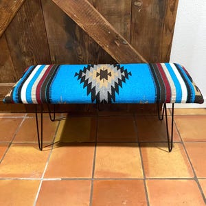 Southwest Rug Bench – 42" – Turquoise Diamond Pattern