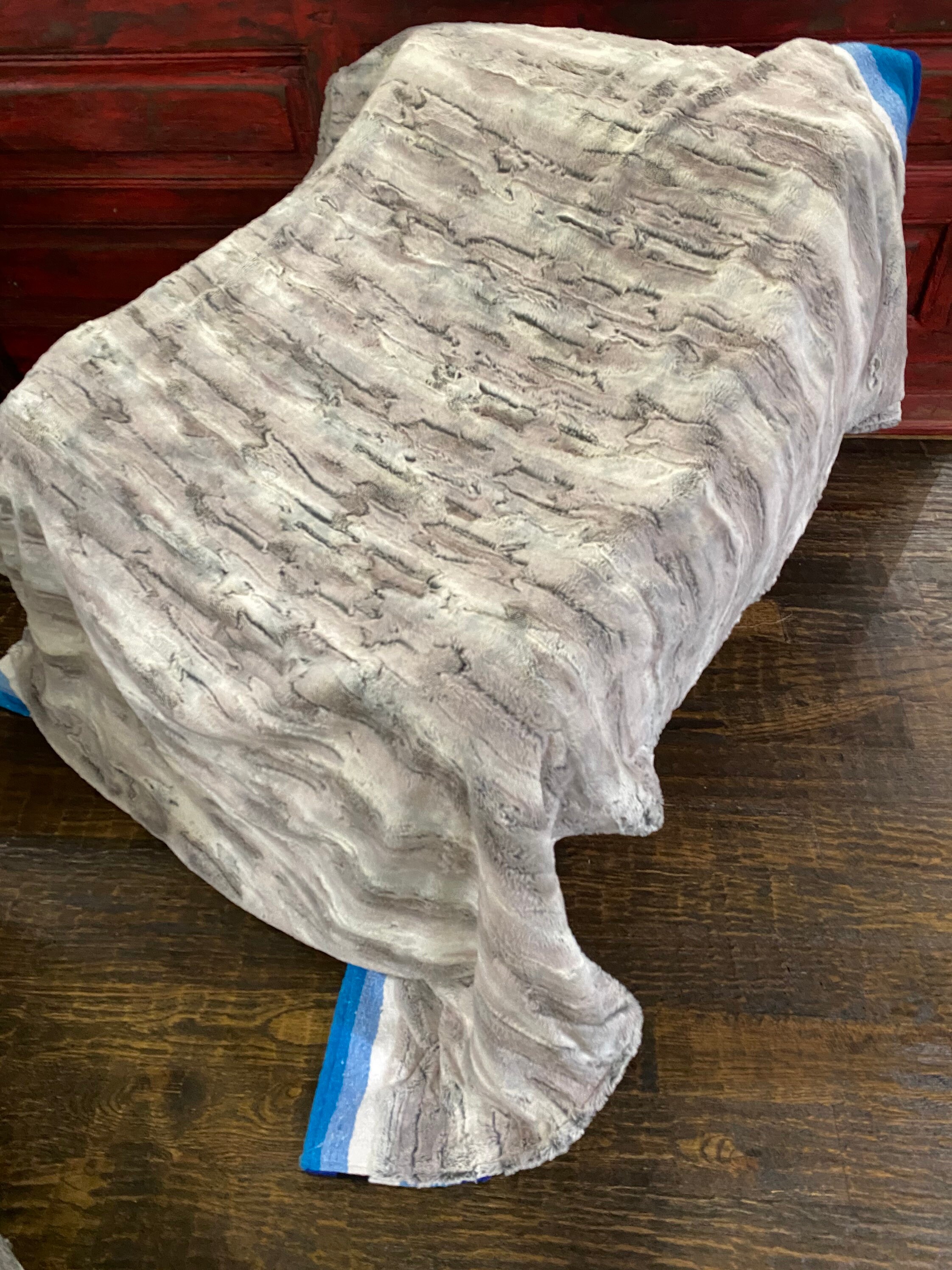 Mexican Blanket Faux Fur Blue throw Animal Print Fur Throw Etsy