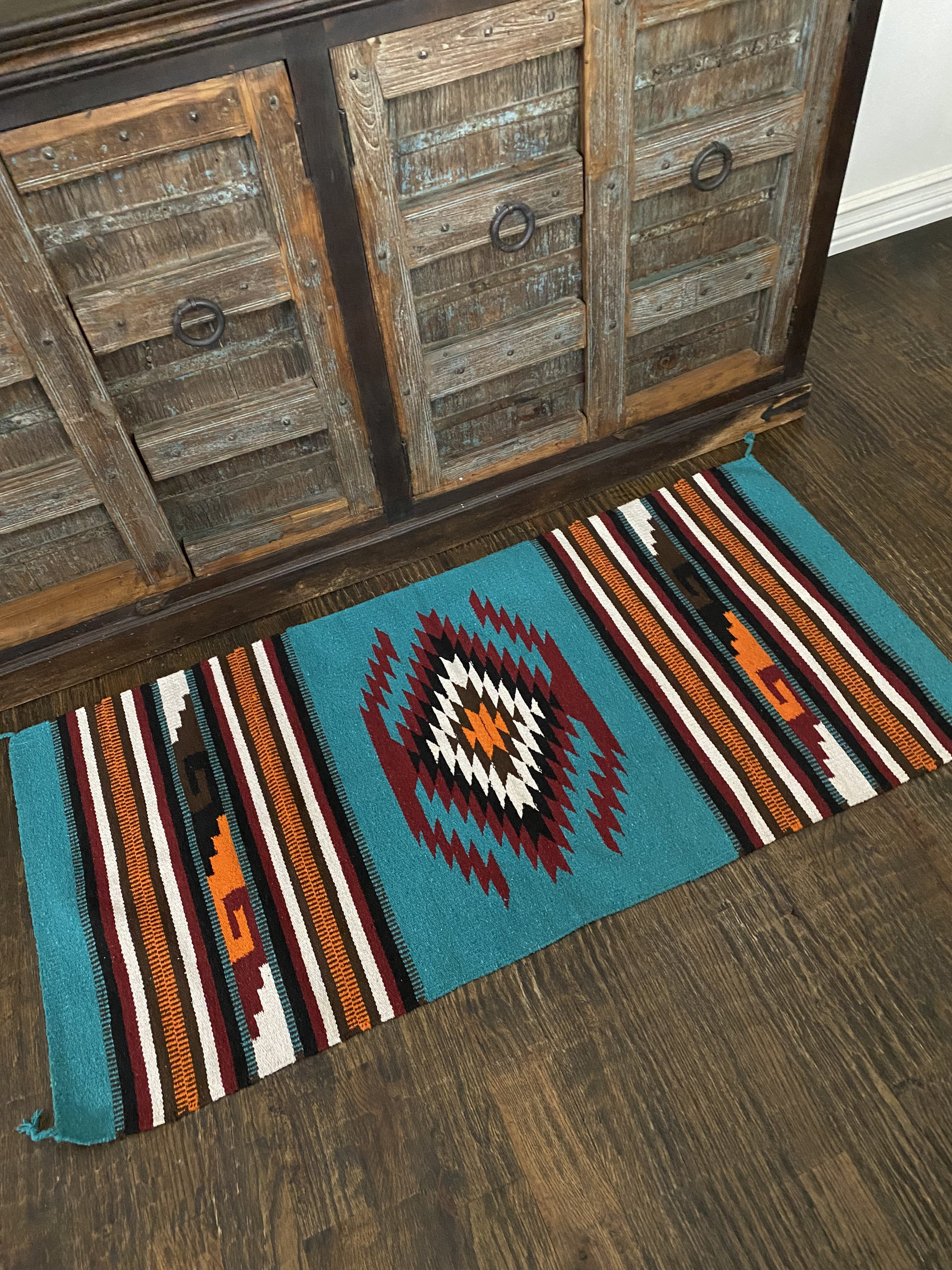 Arizona Tea Rug Teal Aztec Throw Rug: Southwestern Tribal Boho Decor (32x64) - Etsy