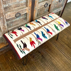 Southwest Rug Bench – 42" – Tree of Life Pattern afbeelding 1