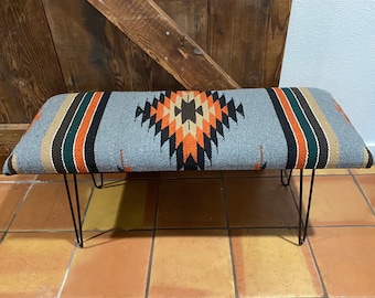 Southwest Rug Bench – 42" – Grey Diamond Pattern