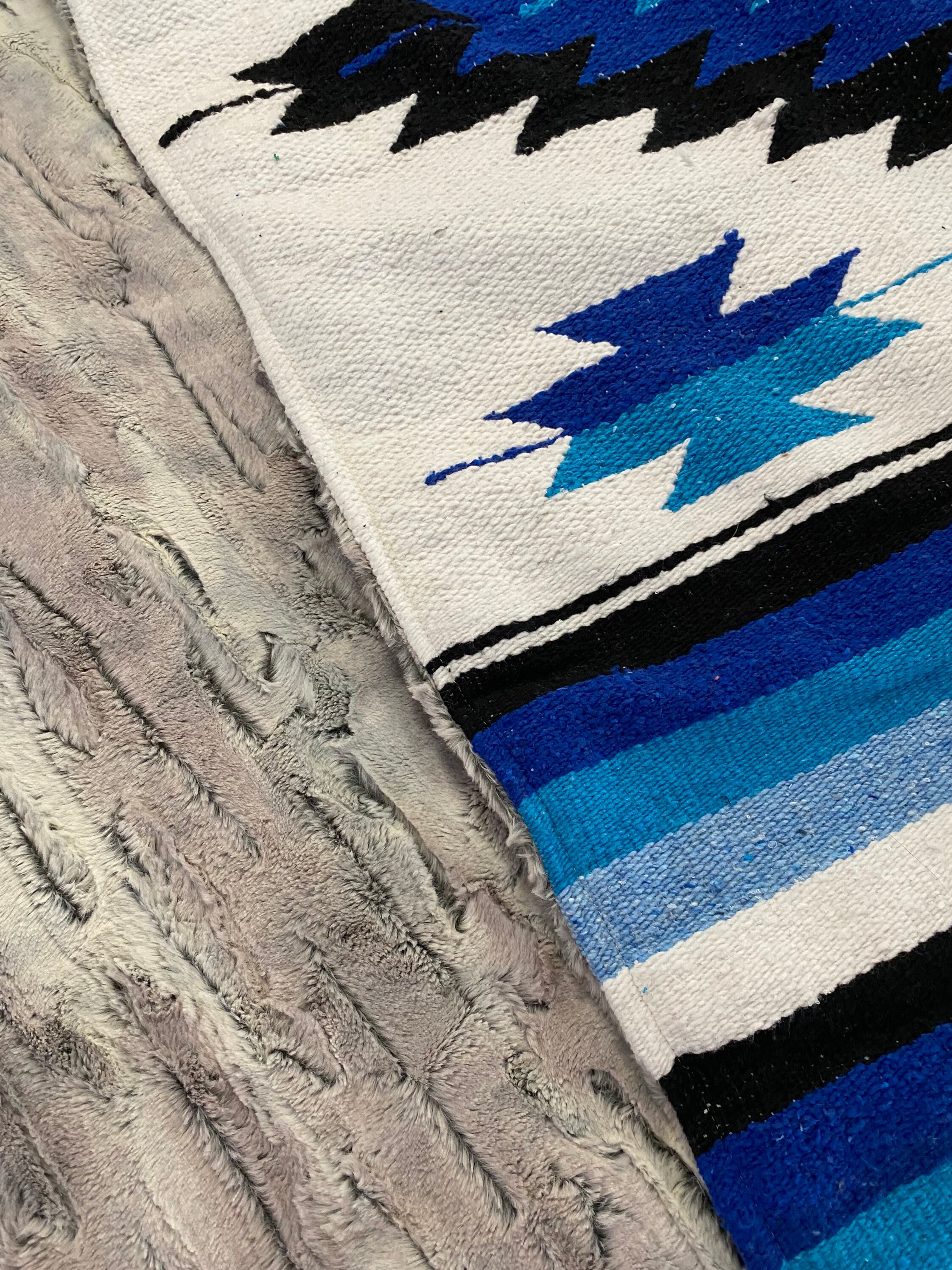 Mexican Blanket Faux Fur Blue throw Animal Print Fur Throw Etsy