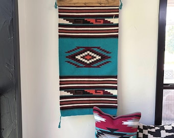 Teal Southwest Wall Tapestry : Southwestern Boho Decor (20x40) Hanger Not included