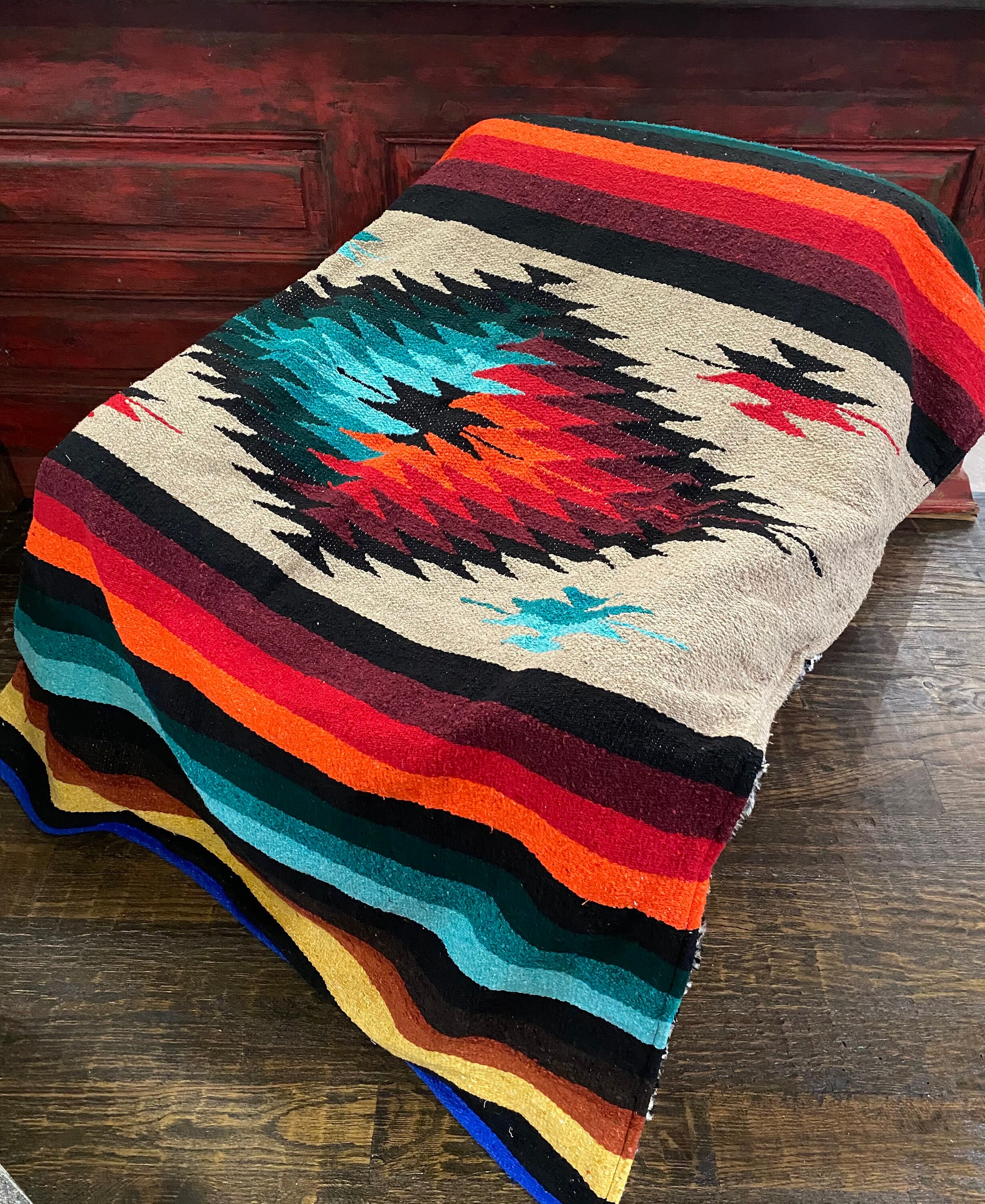 Mexican Blanket Faux Fur Teal throw Animal Print Fur Throw Etsy