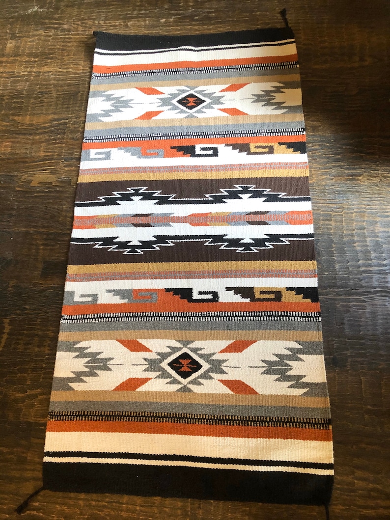 White and Tan Aztec Rug Tribal Rug Southwestern Throw Rug Etsy