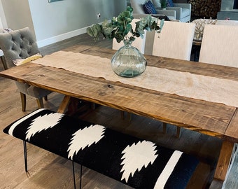 Black and White Aztec Farm table bench, dining bench,upholstered bench, western bench, farmhouse bench, Entryway bench, western bench