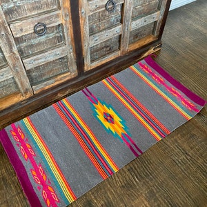 Neon Multicolor Ethic Aztec Grunge Print Floor Mat