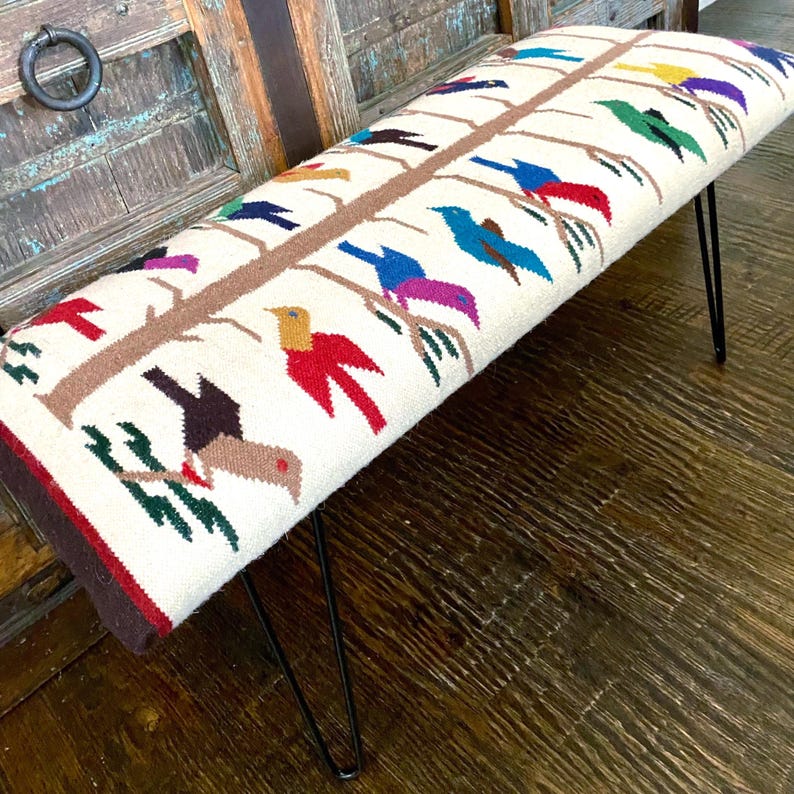 Southwest Rug Bench – 42" – Tree of Life Pattern afbeelding 7