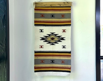 White & Tan diamond Wall Tapestry, Boho Decor small (20x40) Hanger Not included