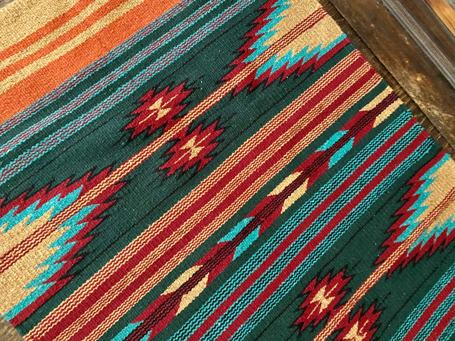 Green and Gold Aztec Rug Tribal Rug Southwestern Throw Rug - Etsy