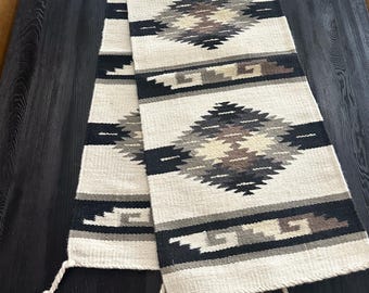 Unique Long Modern Aztec Wool Table runner patterned tribal design 80" Long