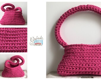 gehäkelte Tasche in pink - chunky Tote Bag in kräftigem rosa - Handtasche aus Baumwoll-Kordel - Häkeltasche aus Ropegarn - Schultertasche