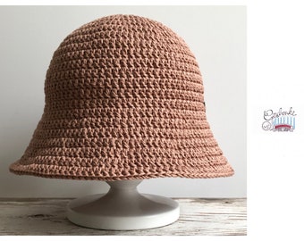 crocheted fisherman's hat - monochrome in the natural colour light brown - crochet hat - cotton - sun hat in light brown - one size fits all