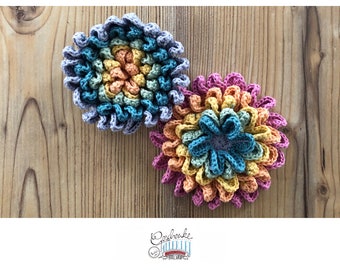 Crocheted cervix flower in rainbow colors - birth preparation - tools for pregnancy, midwives and doulas