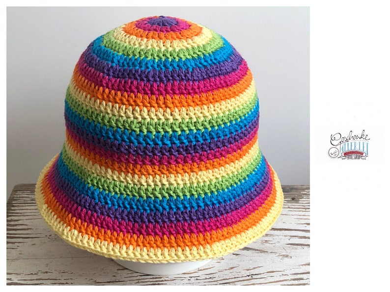 crocheted fisherman's hat rainbow colors striped crochet hat cotton sun hat with stripes one size fits all image 3