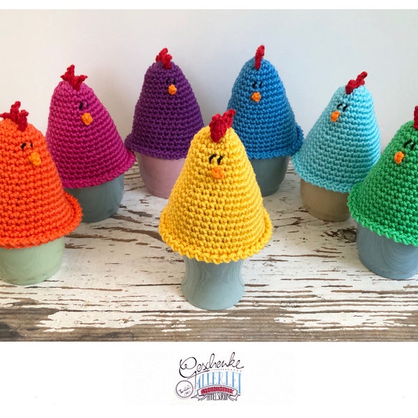 crocheted egg warmer in bright colors - chicken - colorful egg bonnets - egg caps - table decoration - cotton