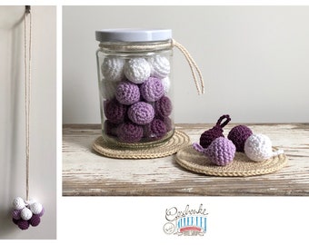 crocheted birth counter in shades of purple - hanging baby counter - work tool for midwives and doulas