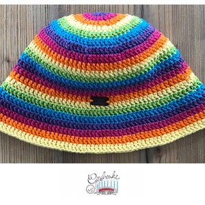 crocheted fisherman's hat rainbow colors striped crochet hat cotton sun hat with stripes one size fits all image 5